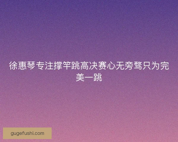 徐惠琴专注撑竿跳高决赛心无旁骛只为完美一跳